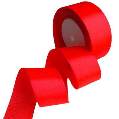 Fita de Cetim Nº 9 38mm Cetim Vermelho Fluorescente Rolo 23 Metros para Artesanato OEM