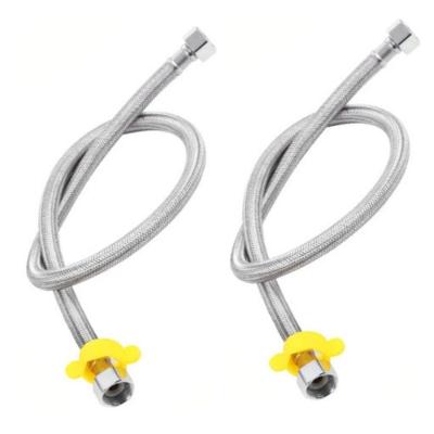 Engate Flexível para Torneira 1-2 F X F Kit 2 Unidades 50 cm em Aço Inoxidável Preto OEM