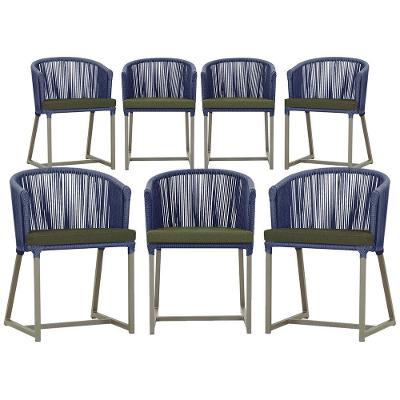 7 Cadeiras De Jantar área Noronha Fendi E13 Trama Original Azul