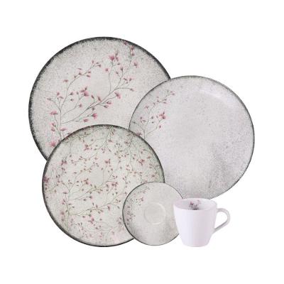 Aparelho De Jantar Tramontina Floralis Em Porcelana Decorada 20 Peças