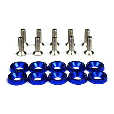 Arruelas de Paralamas com Parafusos M6 para Honda Civic Inte Tuning Azul Alumínio Anodizado Kit 10