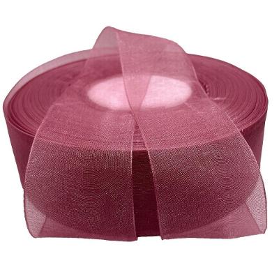 Fita de Organza Voal Premium em 38MM Rose Forte 10M OEM