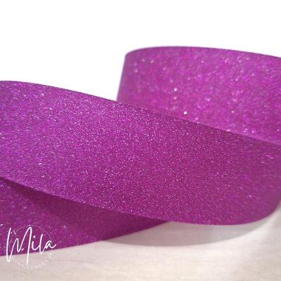 Fita Decorada para Laço Várias Cores Polietileno 32mm X 10m Glitter Pink 1 Rolo OEM