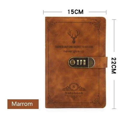 Livro de Senhas com Diário de Fechadura OEM 200 Páginas A5 Retro 150mm X 220mm 1 Unidade Alce Ma