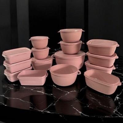 Kit Potes Herméticos 15 Peças para Armazenar Alimentos Ultra Resistentes Uso em Freezer Rosa OEM