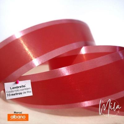 Fita Decorada para Laço Cor 3d Vermelha em Polietileno 32mm X 10m Rolo Fracionado OEM