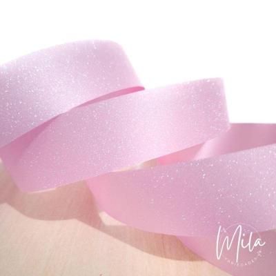 Fita Decorada para Laço Xingó Albano Polietileno 32mm X 10 Metros Glitter Rosa OEM