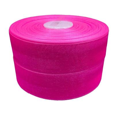 Fita de Organza Voal Premium 38mm Rosa Neon 10 Metros para Laços e Decoração OEM
