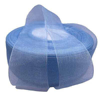 Fita de Organza Voal Premium 100% Organza 38mm Azul Claro Rolo 10 Metros OEM