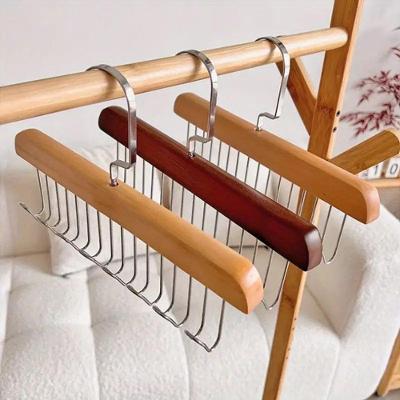 Kit 2 Cabides de Madeira com 8 Ganchos Anti Enrolamento Amadeirado para Guarda Roupa OEM