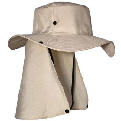 Chapéu Pescador Australiano Chapéu Boné com Proteção para Cabeça e Pescoço Bege