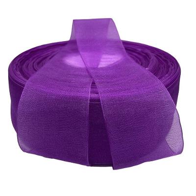Fita de Organza Voal Premium em Tecido 38MM Roxo 10M para Artesanato OEM