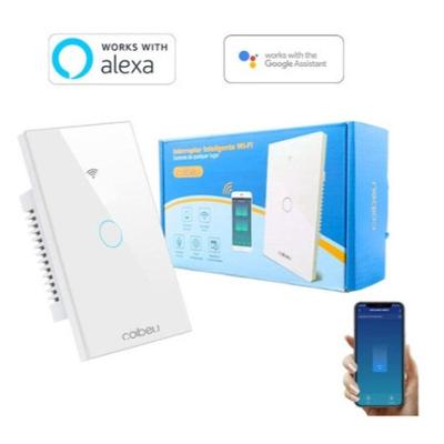 Interruptor Inteligente Wi-Fi Touch 1 Botão C-ne Compatível com Alexa Google Home e Siri Preto OEM