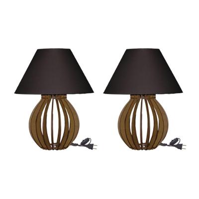 Kit Abajur La Finesse para Quarto Sala com Cúpula Preto MDF e Plástico Bivolt OEM