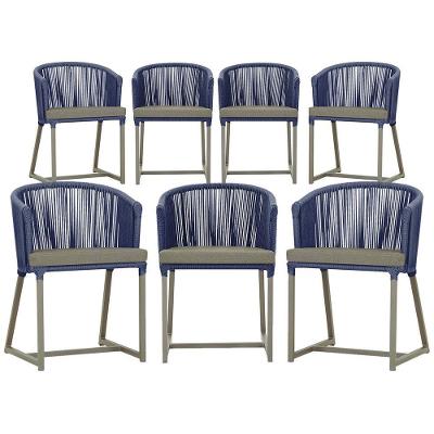 7 Cadeiras De Jantar área Noronha Fendi E8 Trama Original Azul