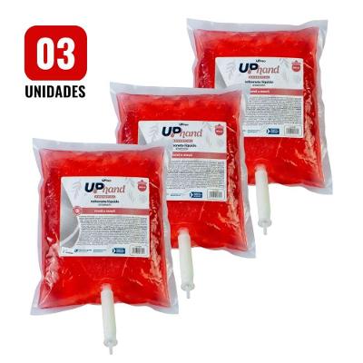 Kit 3 Sabonetes Líquidos Glicerinados Uppro Hand Romã e Maçã 800ML com Válvula