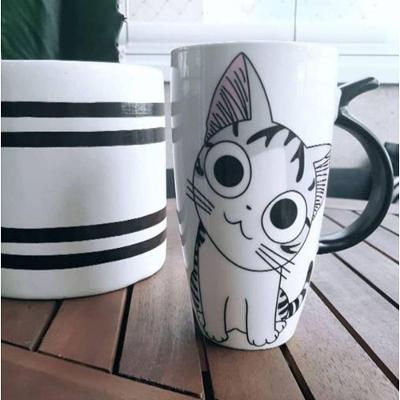 Caneca Gatinho Super Fofo Cute Coffee em Cerâmica 600ML para Café e Chocolate Quente Branco