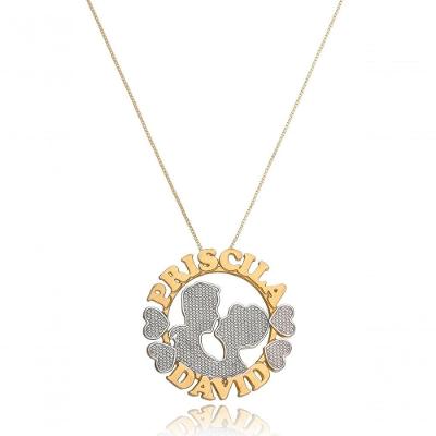 Colar Floratta Joias Mandala Casal Apaixonado com Detalhes em Ródio Banhado em Ouro 18k