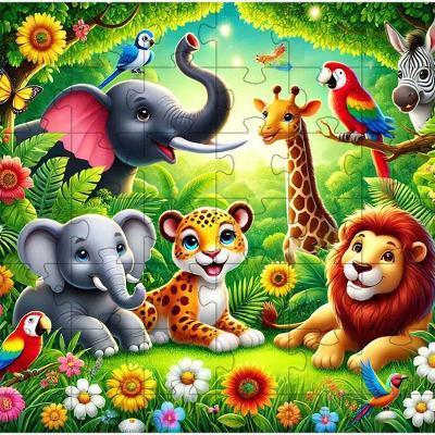Quebra-cabeças Infantil Animais da Floresta 20 Peças em MDF Indicado para Idosos Coleção Tea e Amor