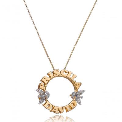 Colar Floratta Joias Mandala com Nomes e Espírito Santo com Zircônia Banhado em Ouro 18K Feminino