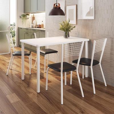 Conjunto Mesa De Jantar Com 4 Cadeiras Multimóveis Cr50265 Branco-preto