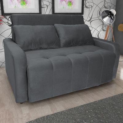 Sofá Cama Amora New 2 Lugares Com Pés De Madeira E Rodízios Cinza Cinza