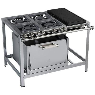 Fogão Industrial Stori Premium 4 Bocas 30x30 Forno Com Chapa M22 Aço Inox 430 Metalmaq