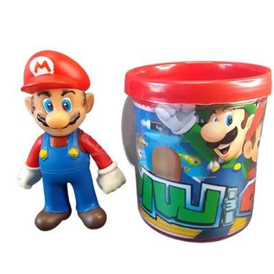 Kit Boneco Mario World Articulado 12CM + Caneca 350ML Nº7 com Boneco em Vinil Articulado Vermelho
