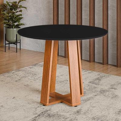 Mesa De Jantar Redonda 4 Lugares Multimóveis Cr50242 Cinamomo-preto