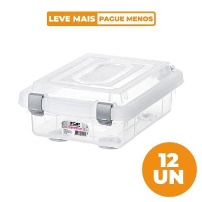 Kit 12 Caixas Organizadoras Top Stock 1L com Fechamento Seguro Transparente Sanremo