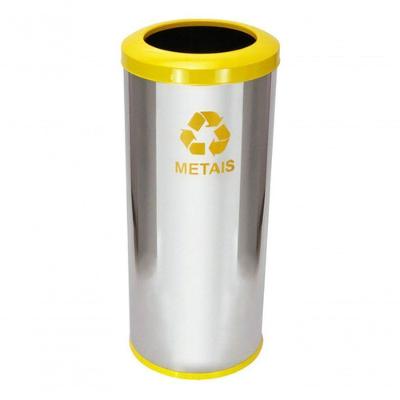 Lixeira C54am 50L Aço Inox com Aro Plástico e Bandeja Interna Amarelo