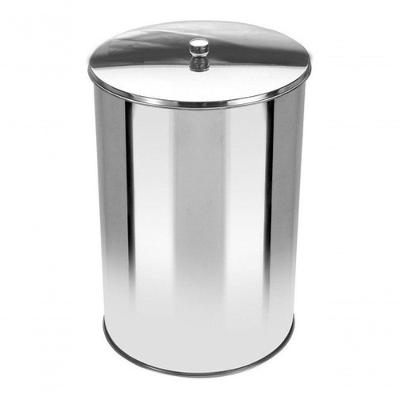 Lixeira Office Redonda com Tampa 7L em Aço Inox para Escritório Inox