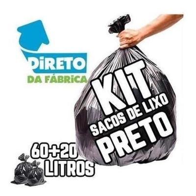 Saco para Lixo Kit Saco de Lixo 200un 60l Super e 50un 20l Reforçado Preto Higipack