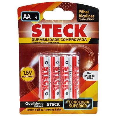 Pilha Steck Alcalina Aa 4 Peças Blister - Steck
