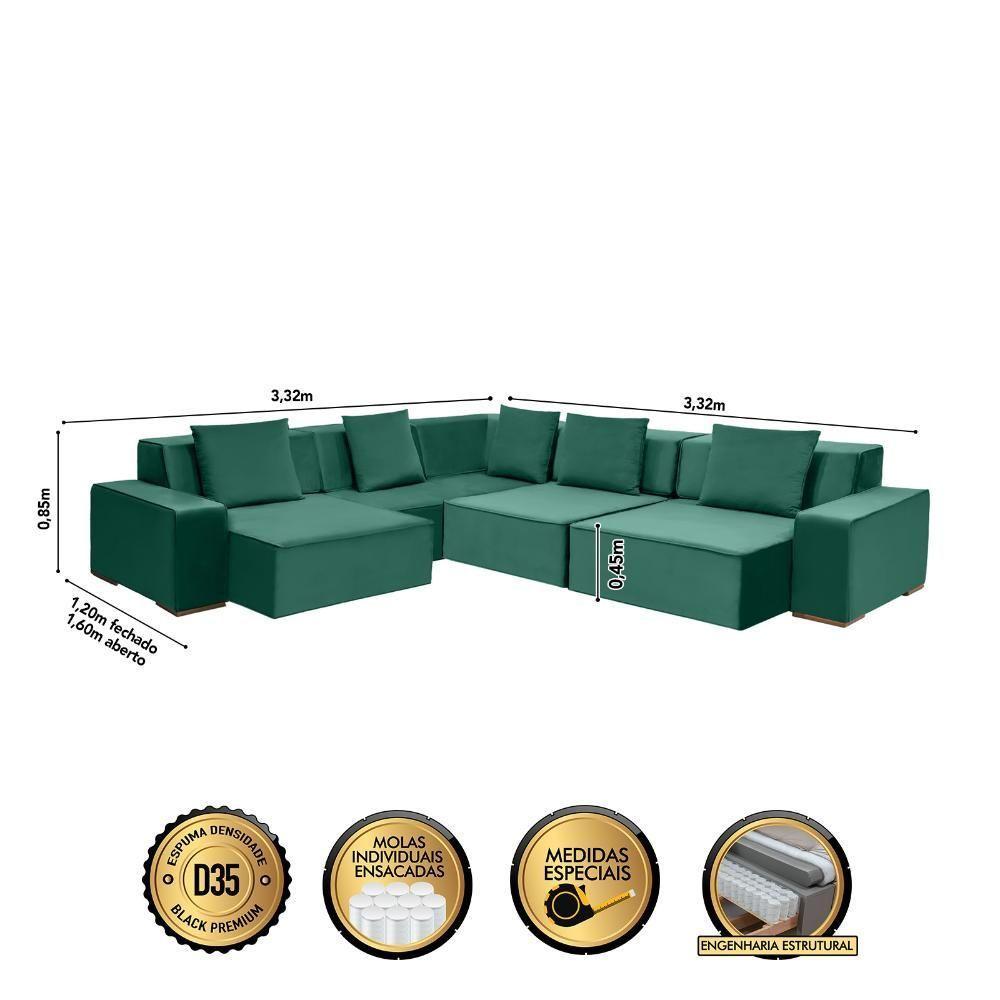 Sofá De Canto Dubai 3,32x3,32m-verde - 4