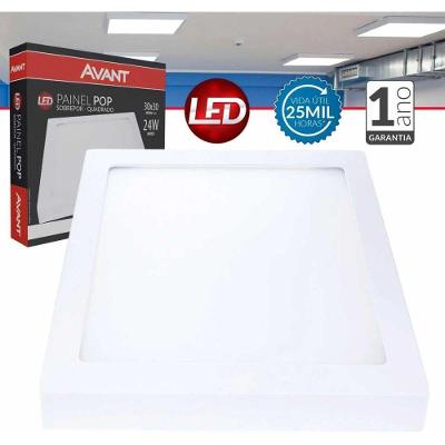 Painel Led Quad. Sobr. Luz Amarelo 24w 3000k Avant
