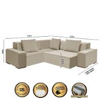 Sofá De Canto Dubai 2,37x2,37m-bege - 5