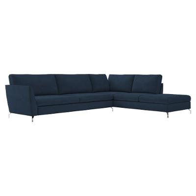 Sofá de Canto Direito 262Cm Olívia Suede Azul Gran Belo