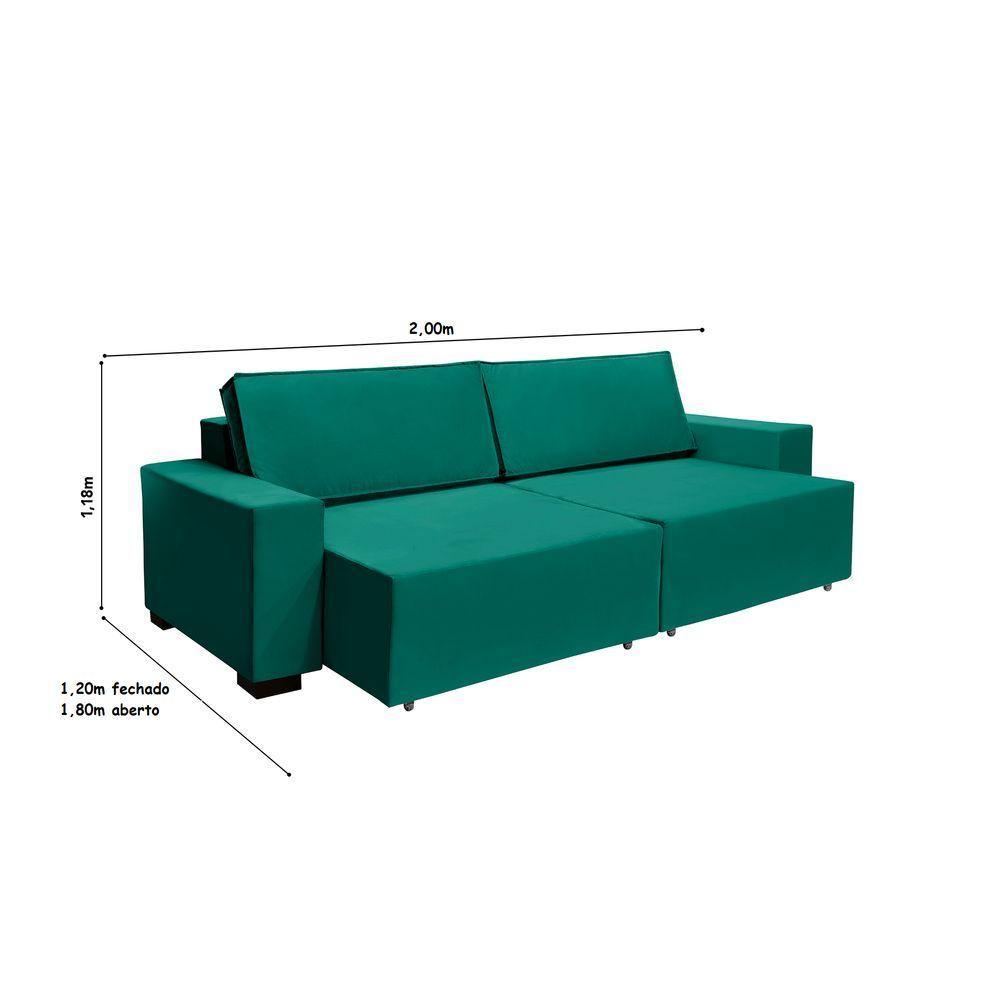 Sofá Dallas 2.00m Retrátil - Verde - 2
