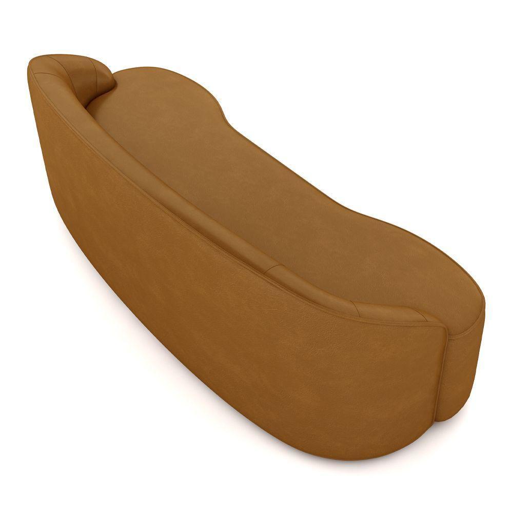 Sofá Decorativo 3 Lugares 210Cm Joel Curvo Com Encosto Pu Caramelo G15 - Gran Belo - 3
