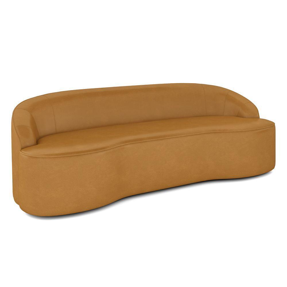 Sofá Decorativo 3 Lugares 210Cm Joel Curvo Com Encosto Pu Caramelo G15 - Gran Belo - 8