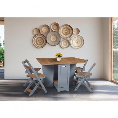 Conjunto Mesa Dobrável + 4 Cadeiras Butterfly Cinza