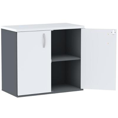 Armário Baixo Pe25 Pandin 80 Cm (Largura) Em Mdp Grafito E Branco Com Duas Portas