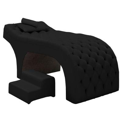 Maca Salão De Beleza E Puff 190X70Cm Suede Preto