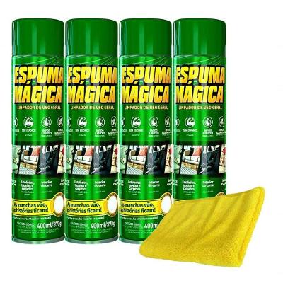 Kit Com 4 Espuma Magica Aerossol 400ml - Proauto + Pano