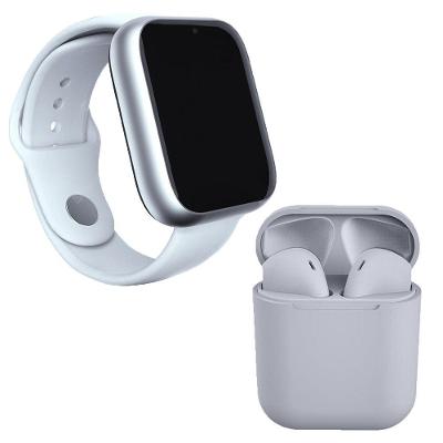 Kit 1 Relógio Smartwatch Z6 Branco + 1 Fone BTI19 Cinza