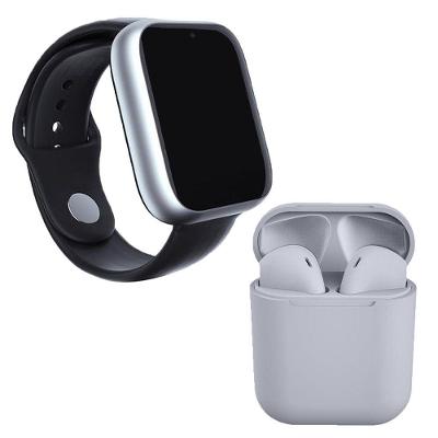 Kit 1 Relógio Smartwatch Z6 Prata + 1 Fone BTI19 Cinza