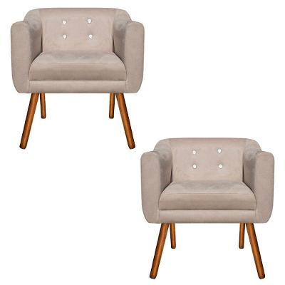 Kit 02 Poltronas Julia Suede Bege