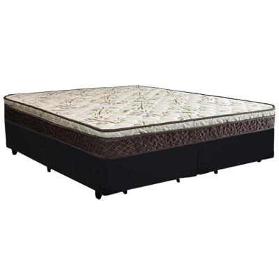 Cama Box Queen Bipartido Suede + Colchão Elegance Ortopédico Espuma D33 63x158x198 preto