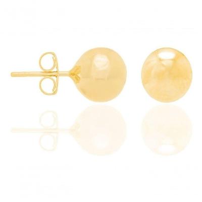 Brinco Rommanel Folheado Ouro Bola Grande 8mm Lisa Dourado
